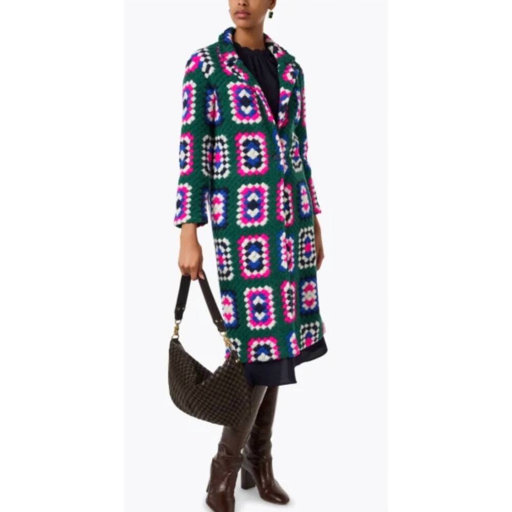 NEW VILAGALLO sienna coat in crochet verde - Picture 3 of 5